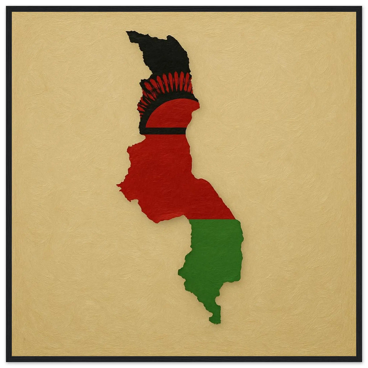 Cadre drapeau malawi en bois finition élégante décorative
