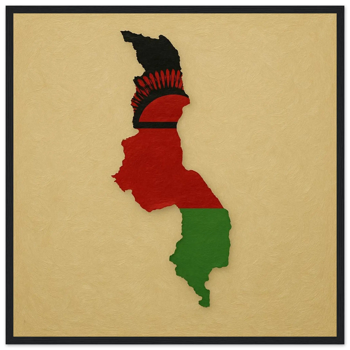 Cadre drapeau malawi en bois finition élégante décorative