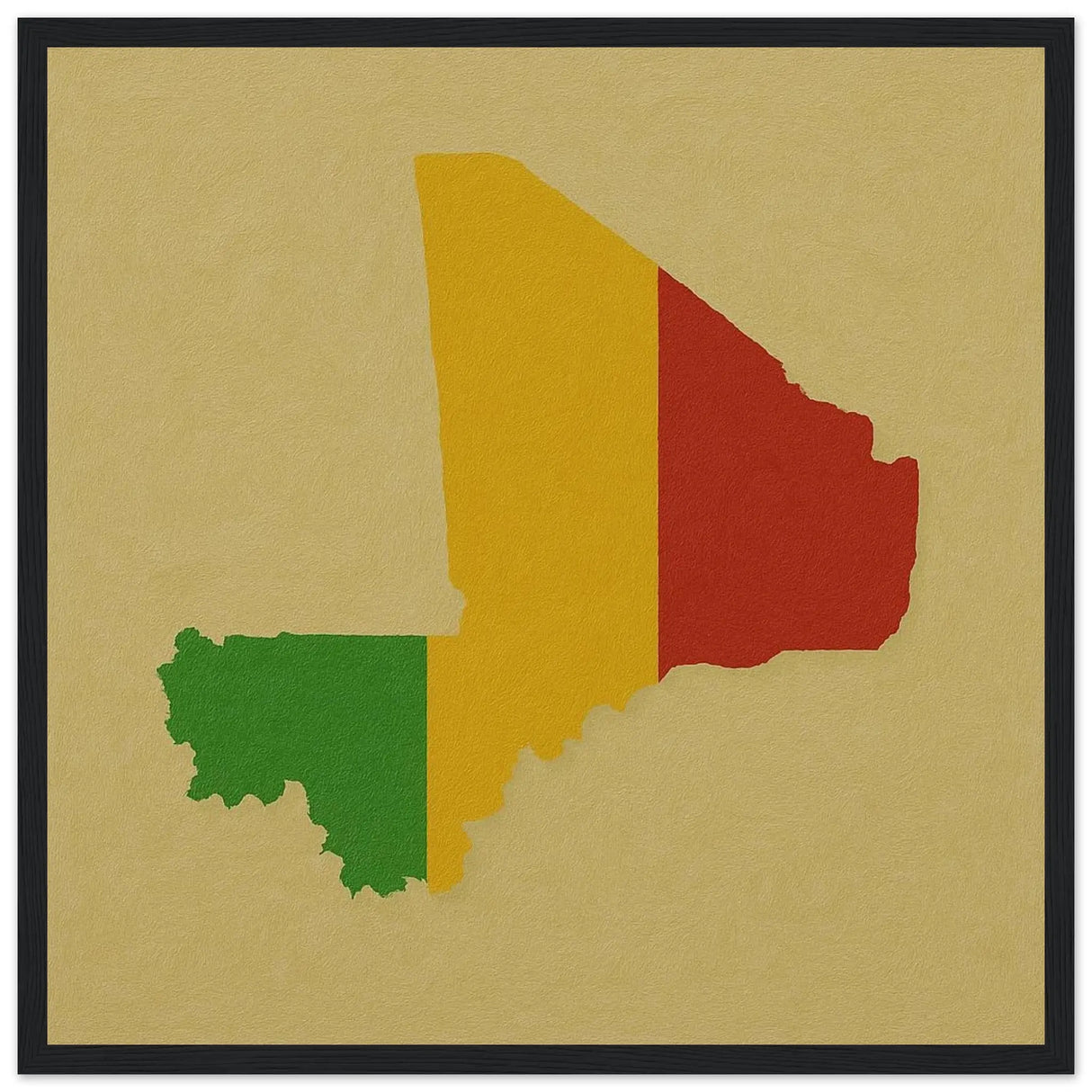 Cadre drapeau mali en bois affiche encadrée décorative