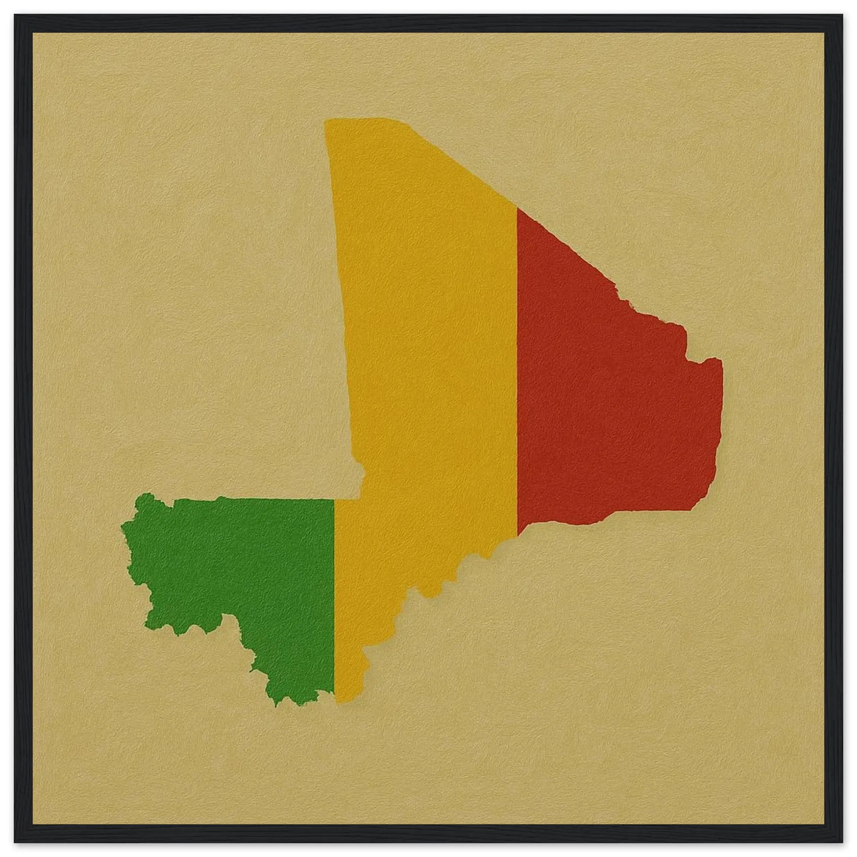 Cadre drapeau mali en bois affiche encadrée décorative