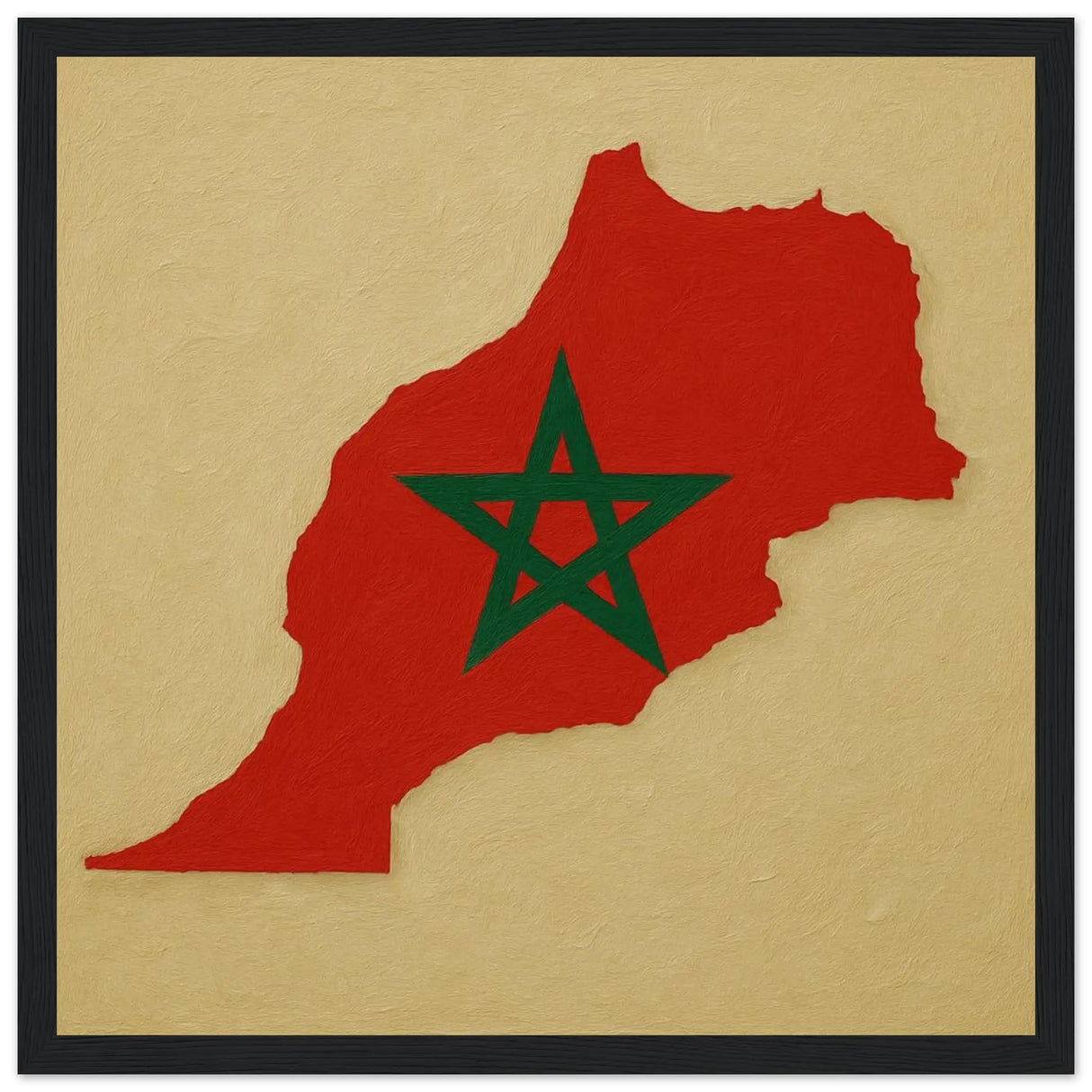 Cadre drapeau maroc en bois affiche encadrée décorative