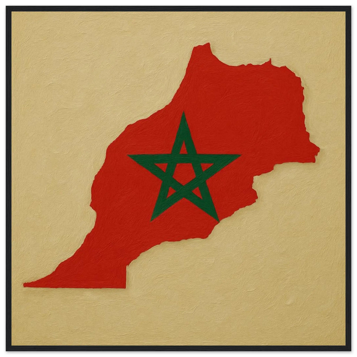 Cadre drapeau maroc en bois affiche encadrée décorative