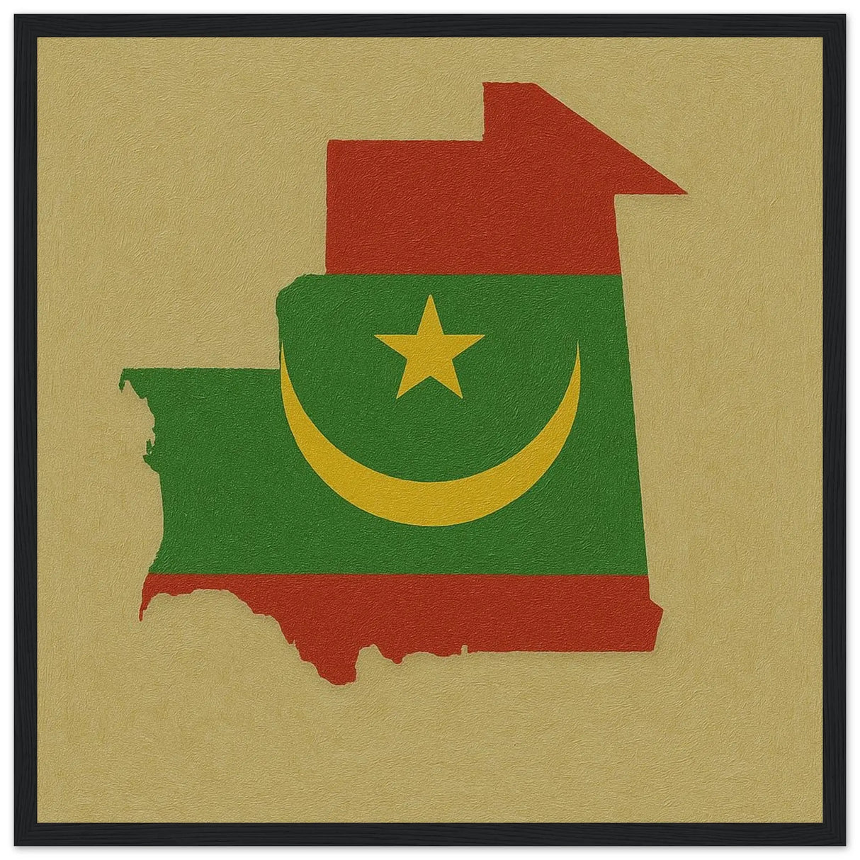 Cadre drapeau mauritanie en bois affiche encadrée décorative