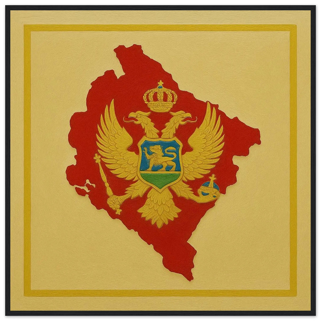 Cadre drapeau monténégro en bois finition élégante