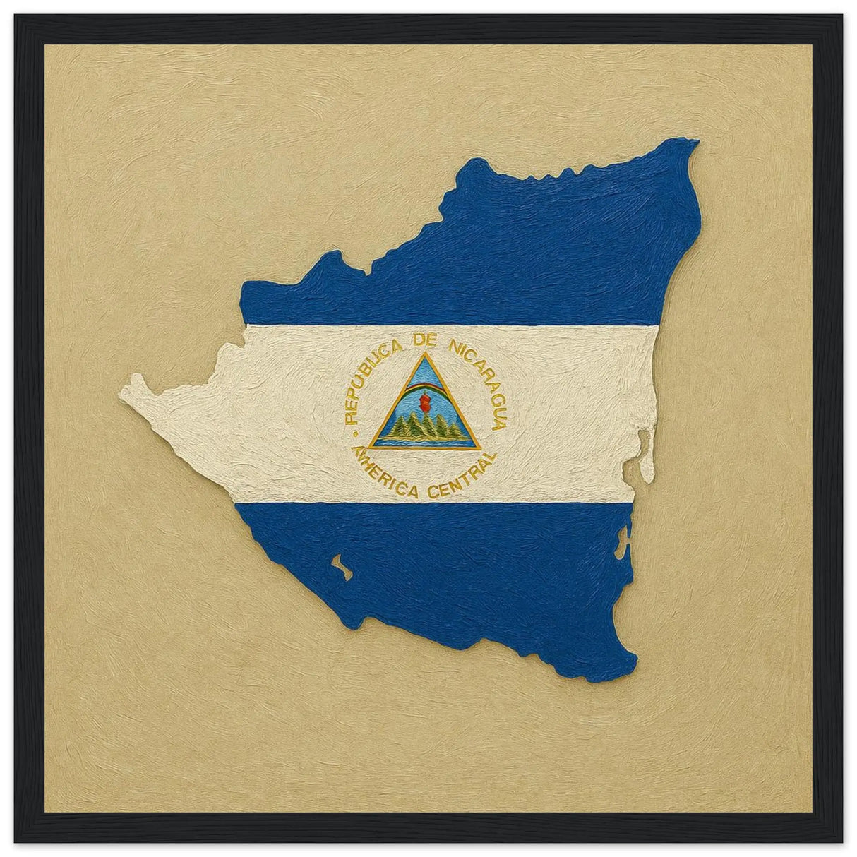 Cadre drapeau nicaragua en bois affiche encadrée élégante