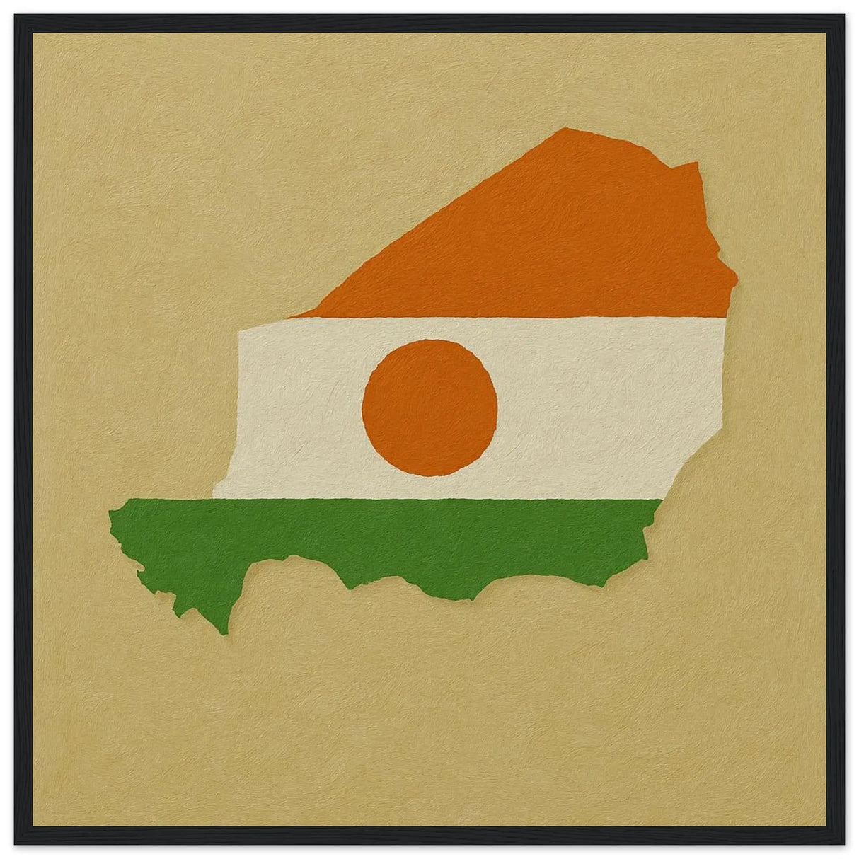 Cadre drapeau niger affiche encadrée bois finition élégante