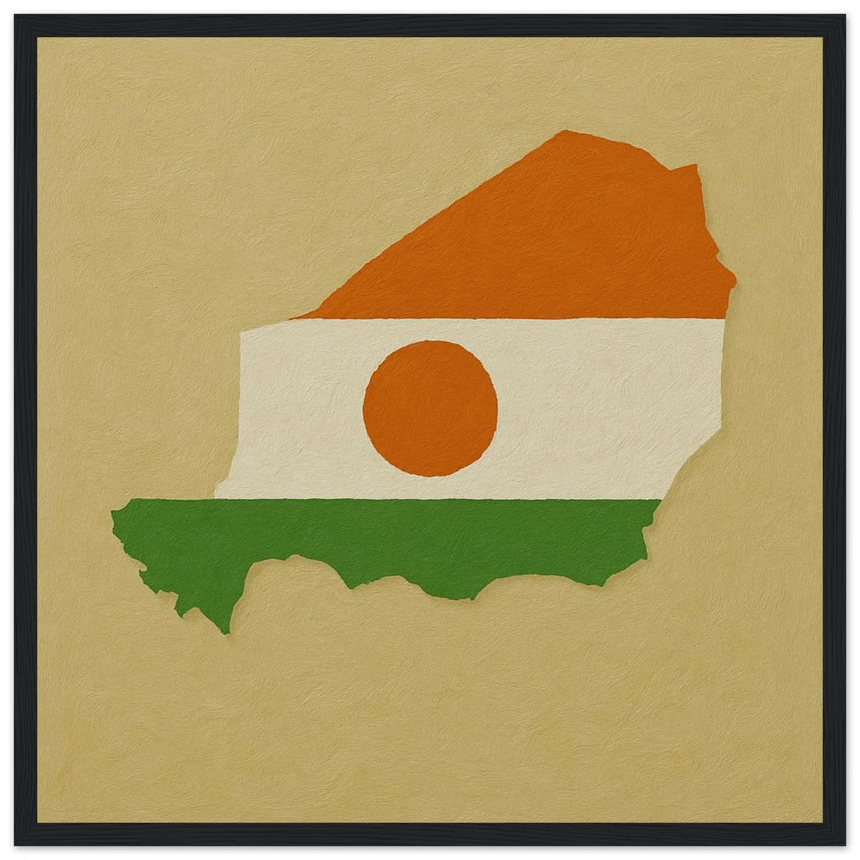 Cadre drapeau niger affiche encadrée bois finition élégante