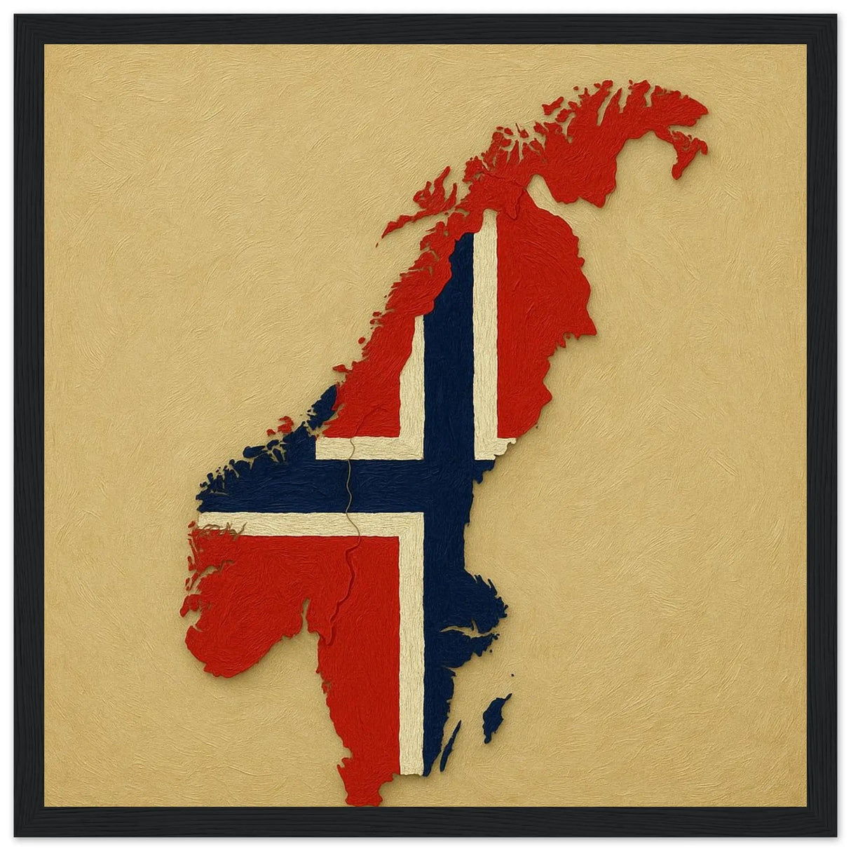 Cadre drapeau norvège en bois affiche encadrée élégante
