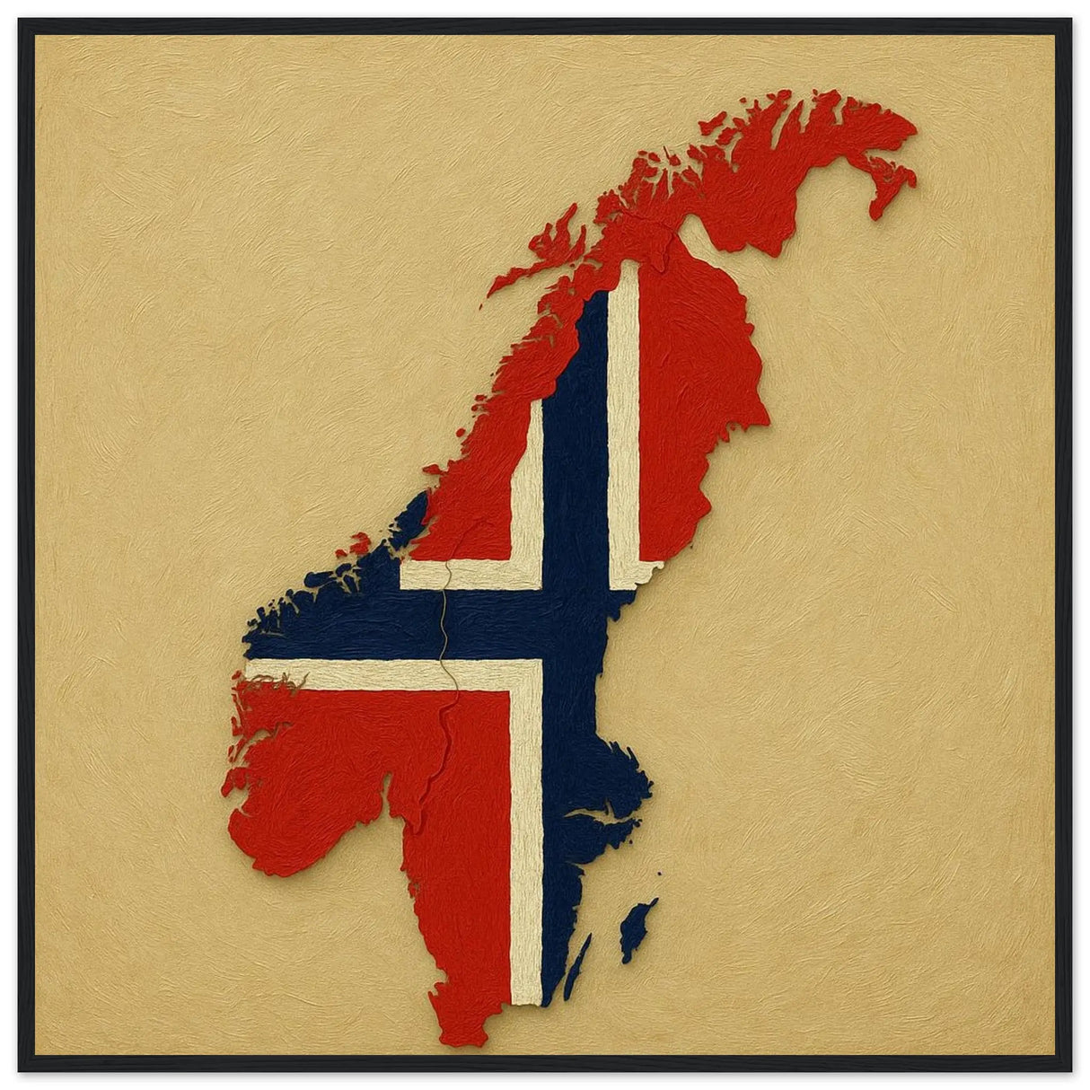 Cadre drapeau norvège en bois affiche encadrée élégante