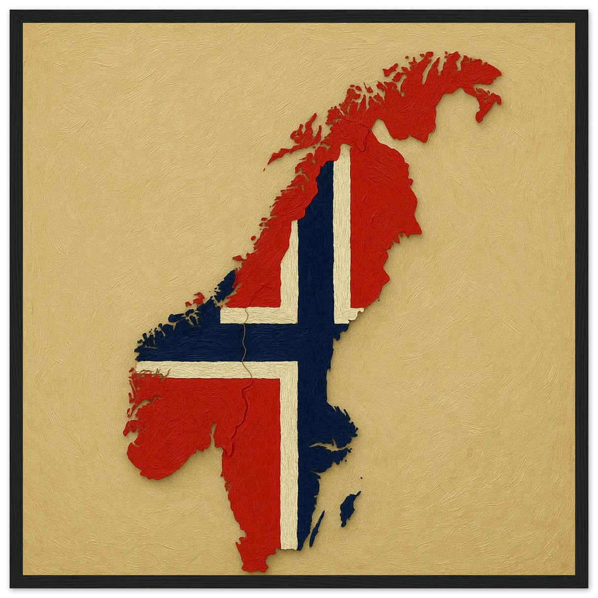 Cadre drapeau norvège en bois affiche encadrée élégante