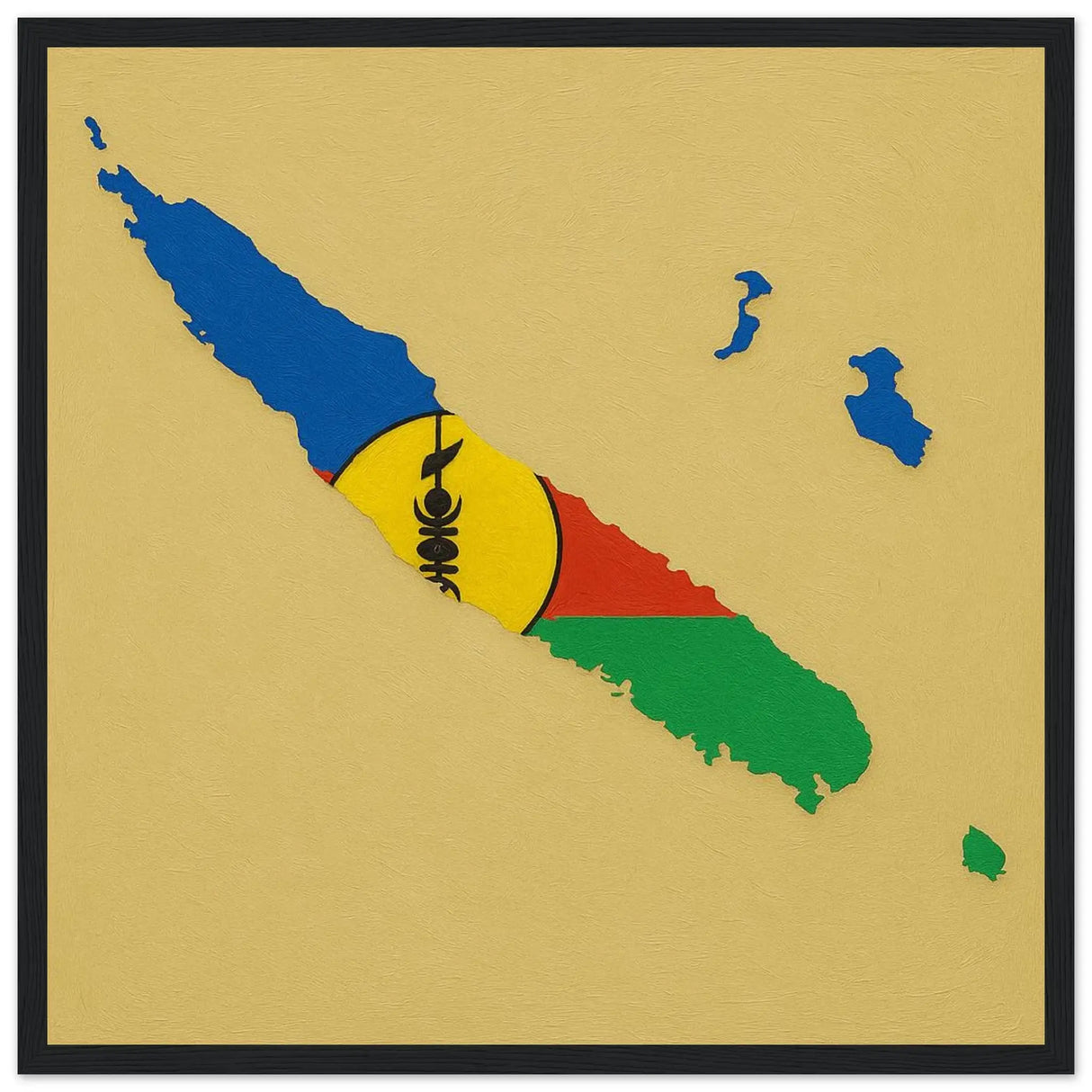 Cadre drapeau nouvelle-calédonie bois affiche encadrée