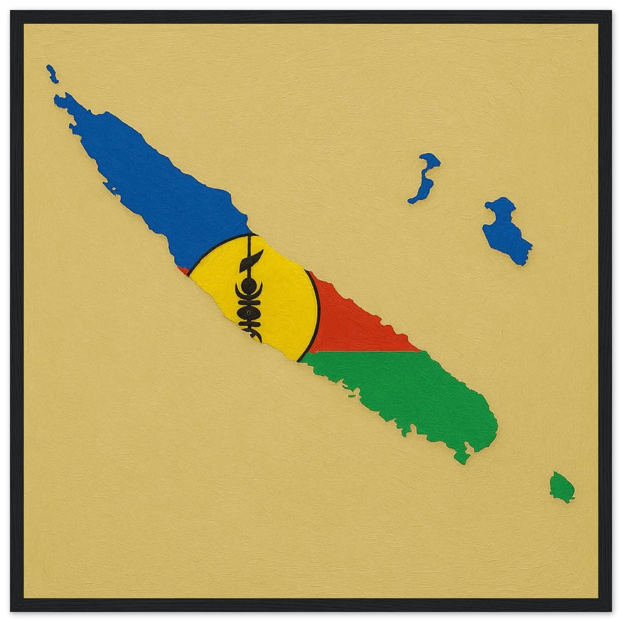 Cadre drapeau nouvelle-calédonie bois affiche encadrée