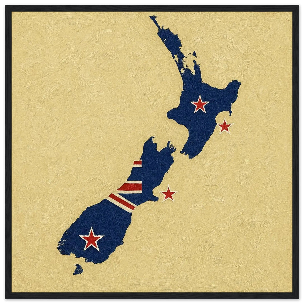 Cadre drapeau nouvelle-zélande bois affiché décoratif