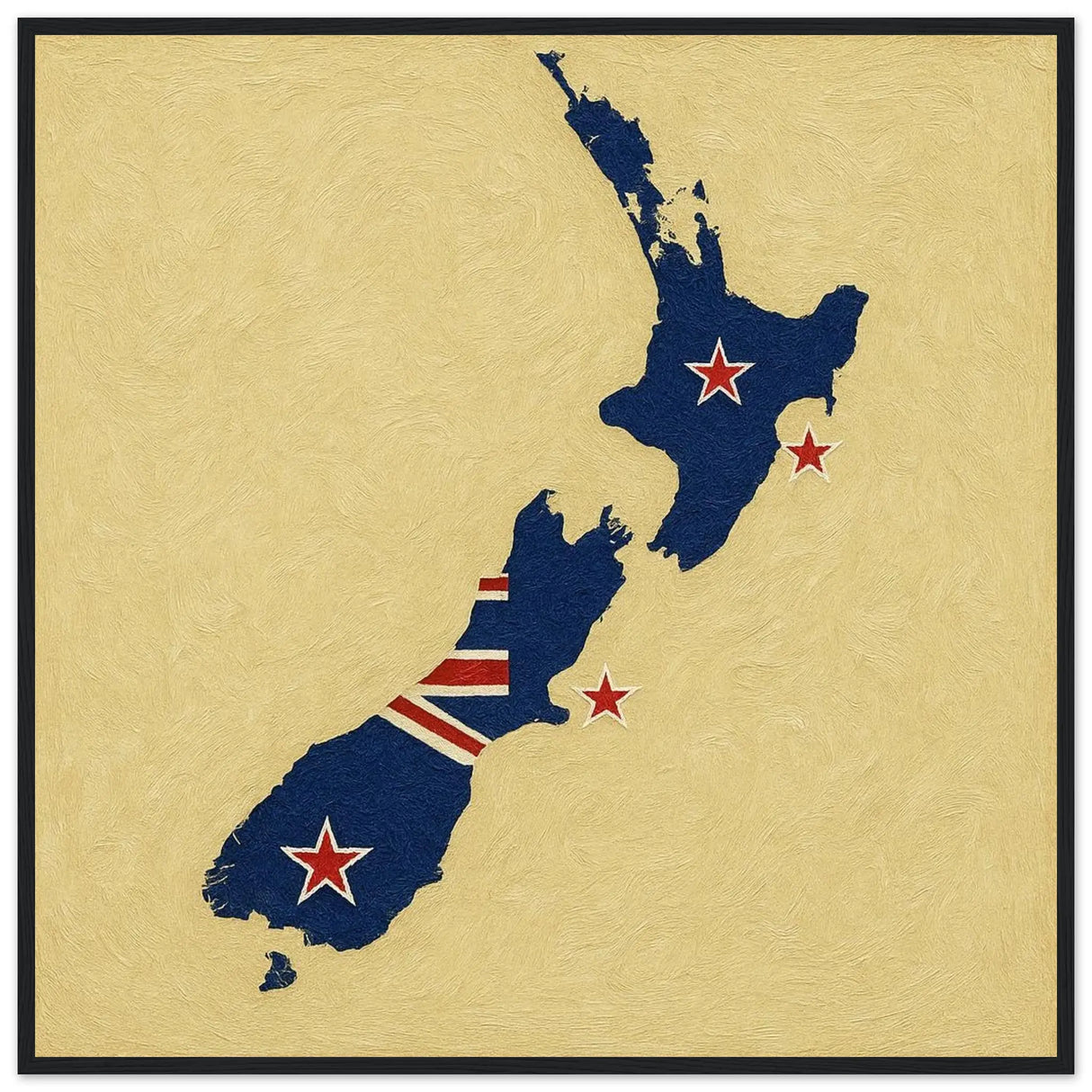 Cadre drapeau nouvelle-zélande bois affiché décoratif