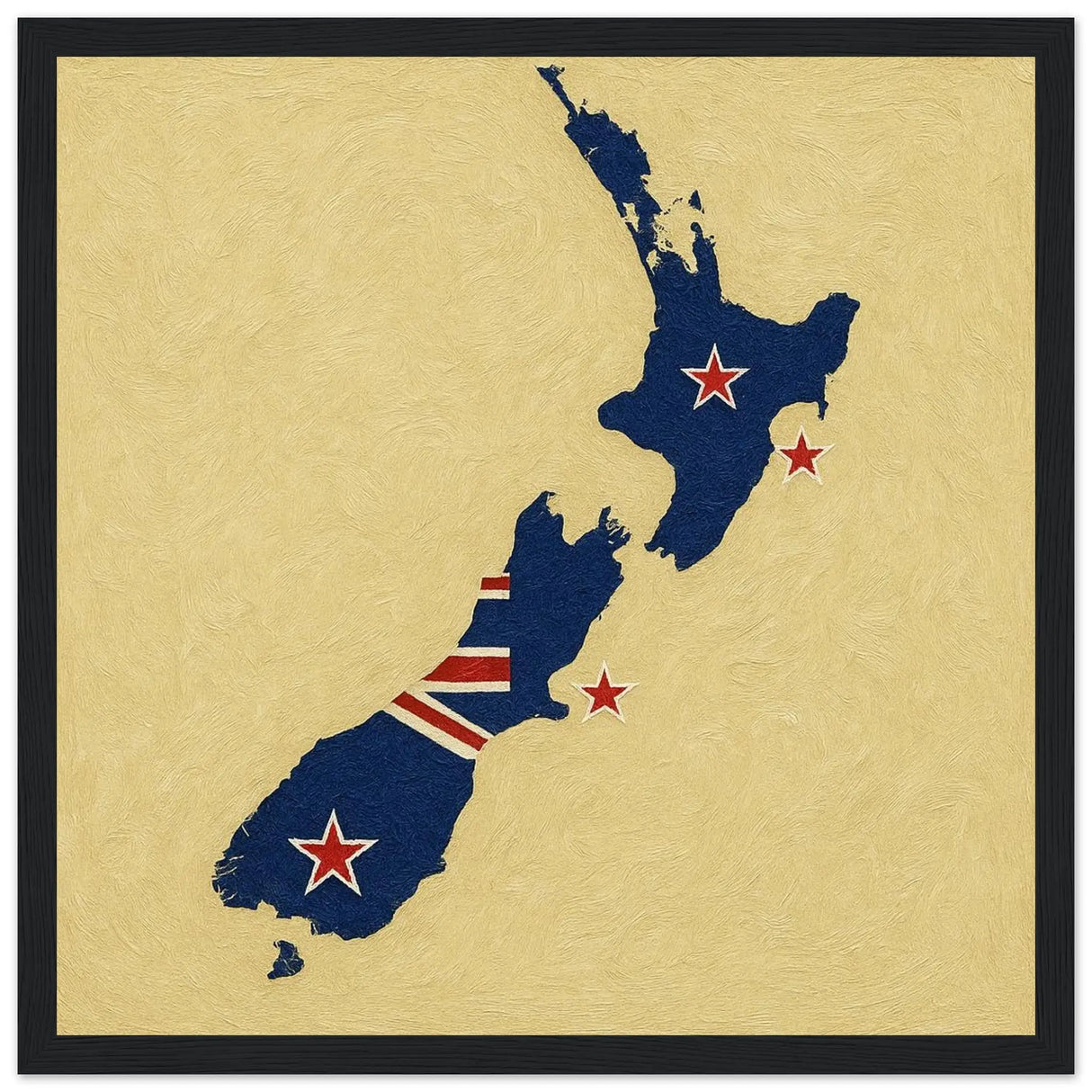 Cadre drapeau nouvelle-zélande bois affiché décoratif