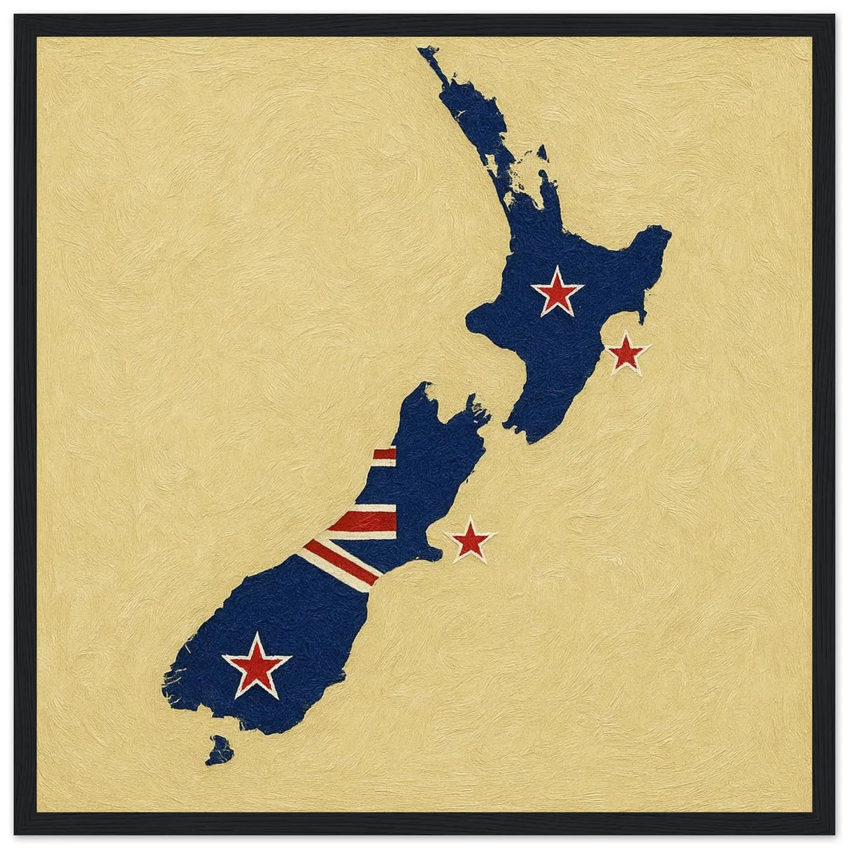 Cadre drapeau nouvelle-zélande bois affiché décoratif