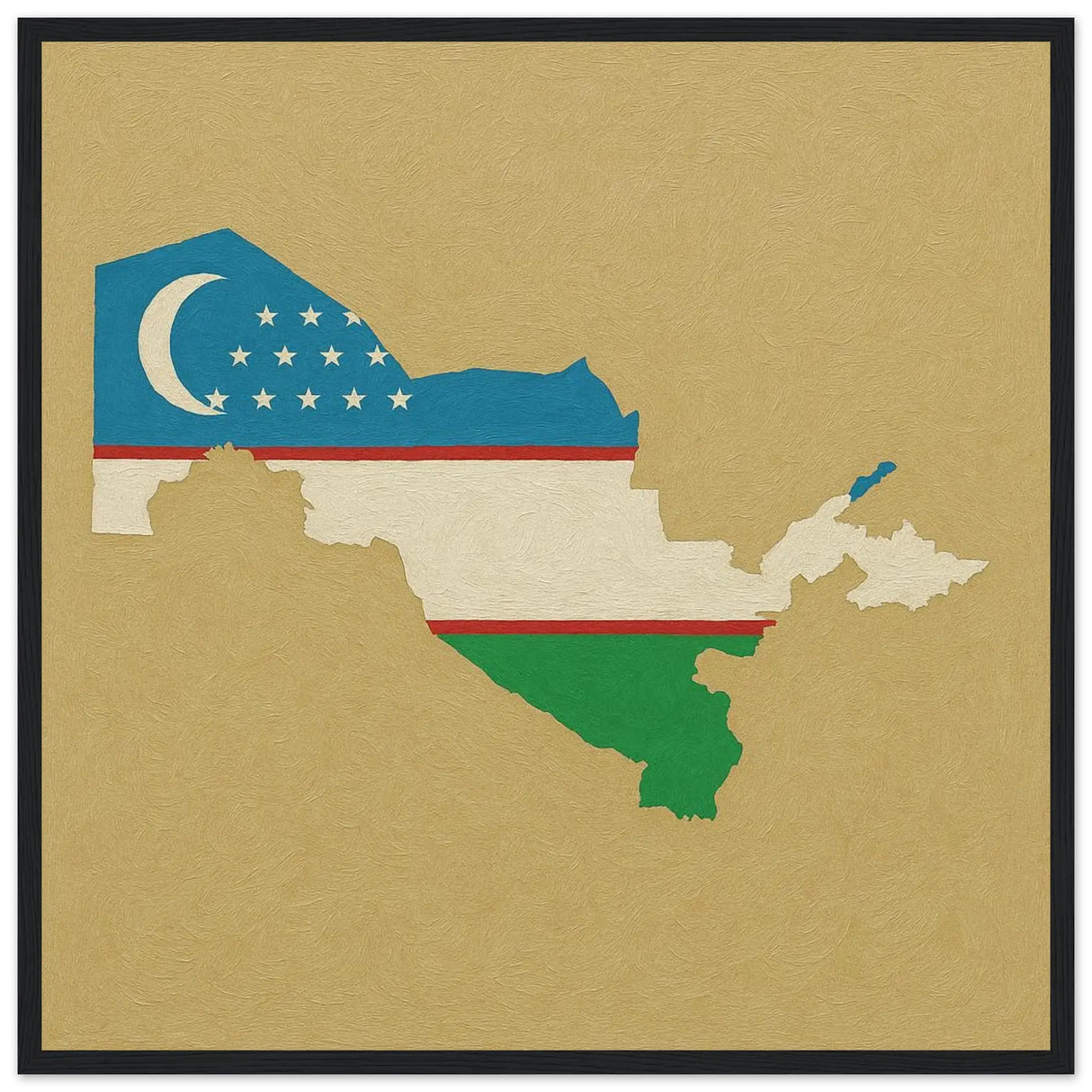 Cadre drapeau ouzbékistan en bois affiche encadrée décorative