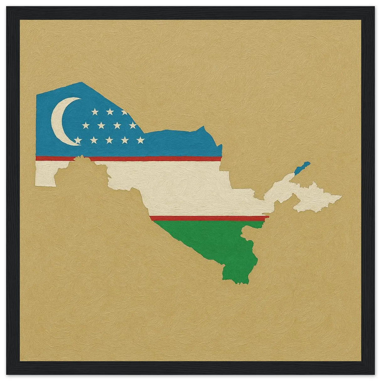 Cadre drapeau ouzbékistan en bois affiche encadrée décorative