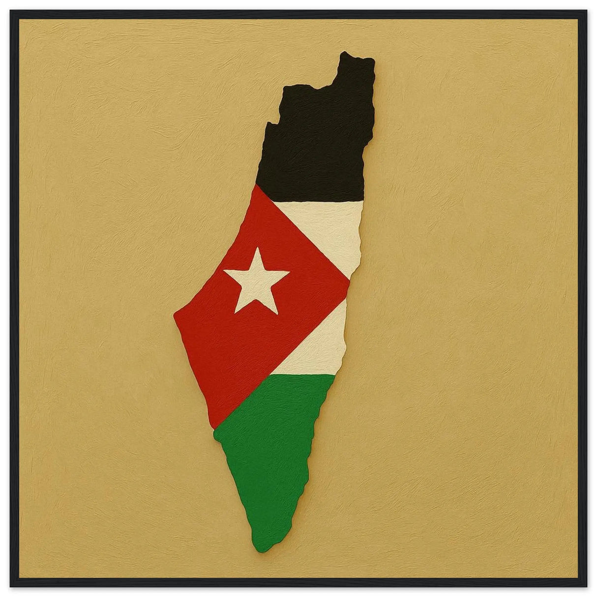 Cadre drapeau palestine bois finition élégante murale