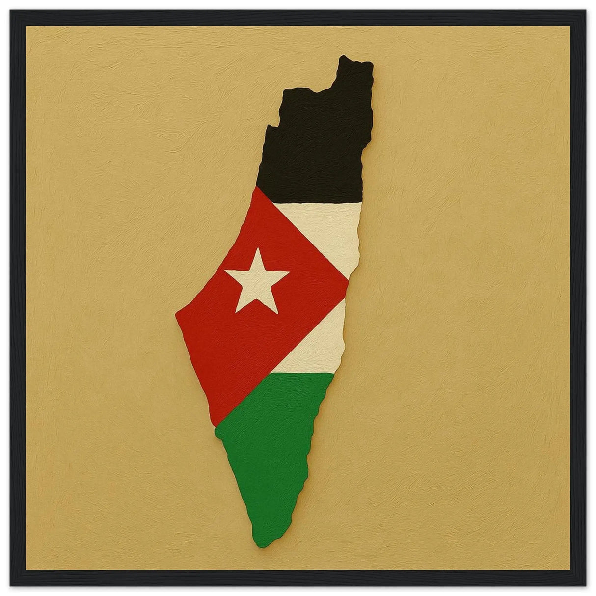 Cadre drapeau palestine bois finition élégante murale