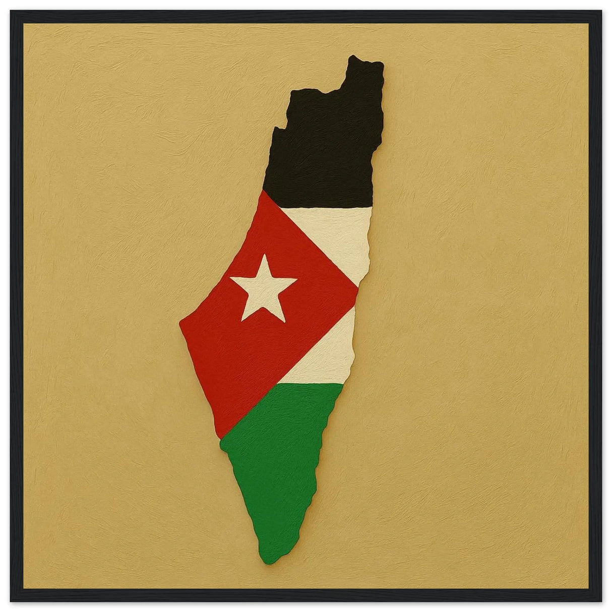 Cadre drapeau palestine bois finition élégante murale