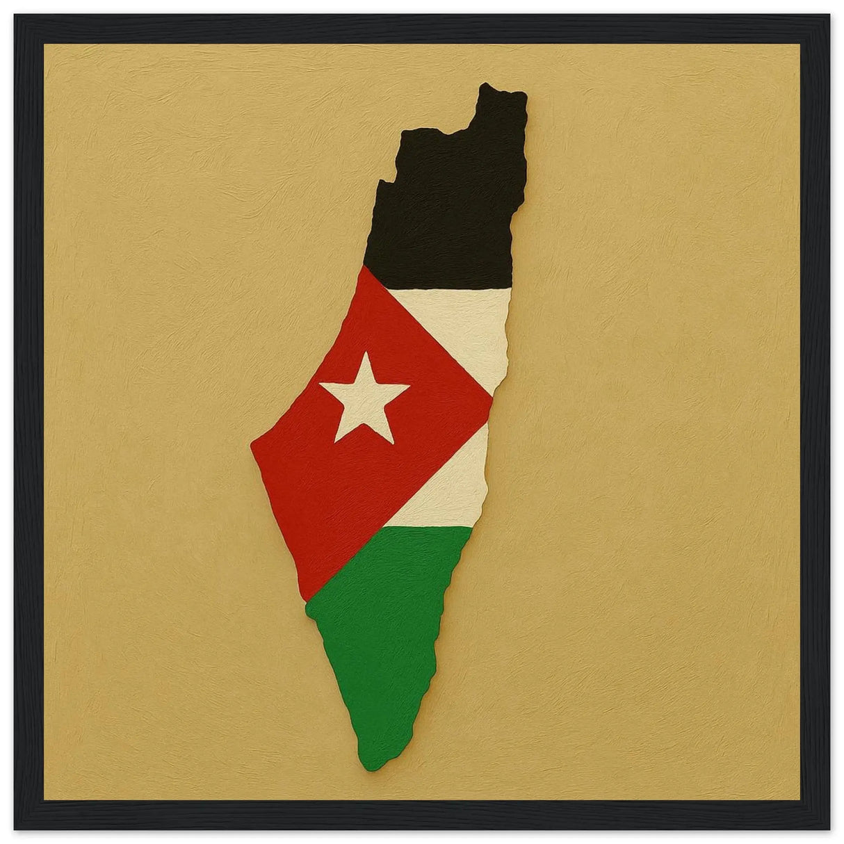 Cadre drapeau palestine bois finition élégante murale