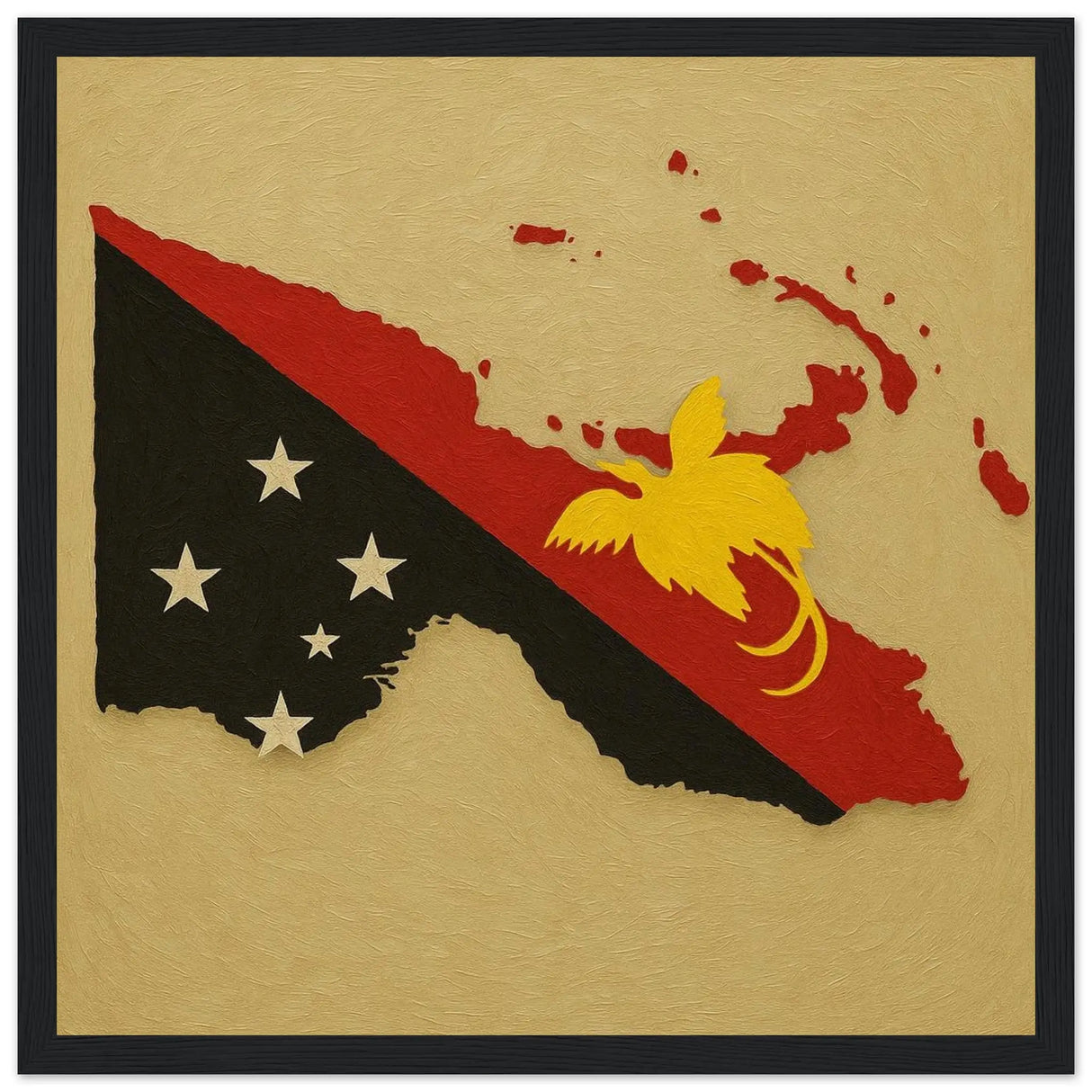 Cadre drapeau papouasie-nouvelle-guinée bois décoratif