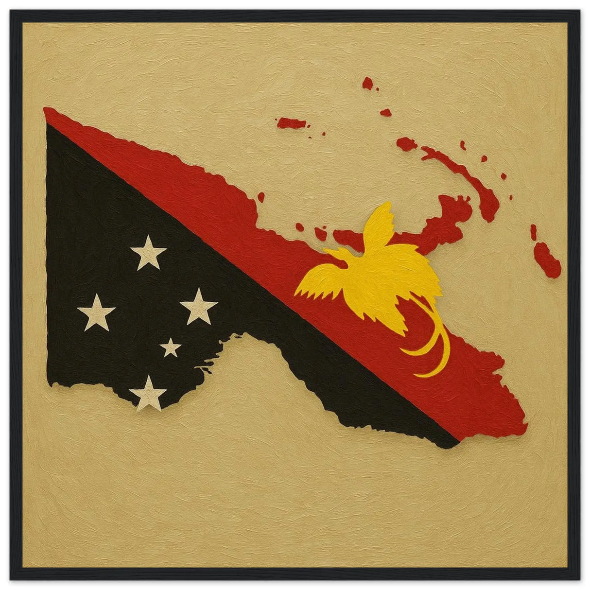 Cadre drapeau papouasie-nouvelle-guinée bois décoratif