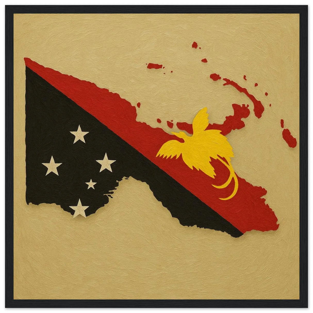 Cadre drapeau papouasie-nouvelle-guinée bois décoratif