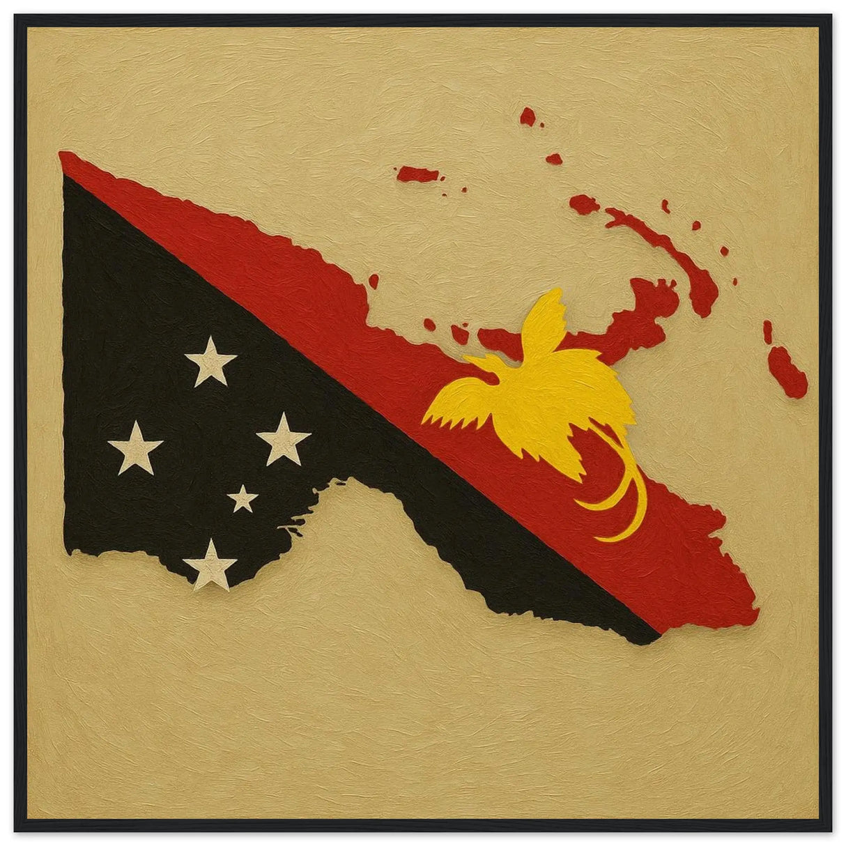 Cadre drapeau papouasie-nouvelle-guinée bois décoratif