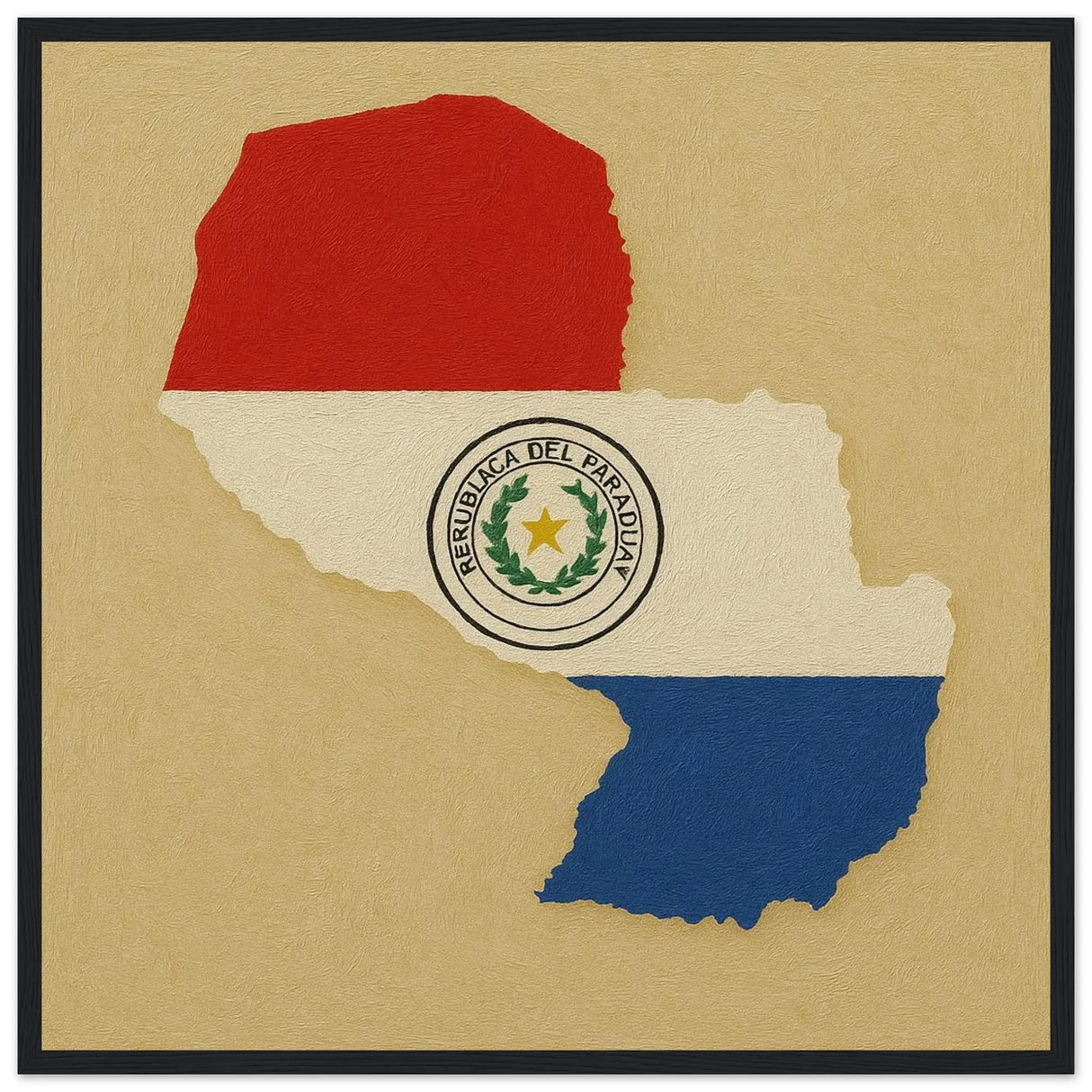 Cadre drapeau paraguay bois finition élégante encadrée