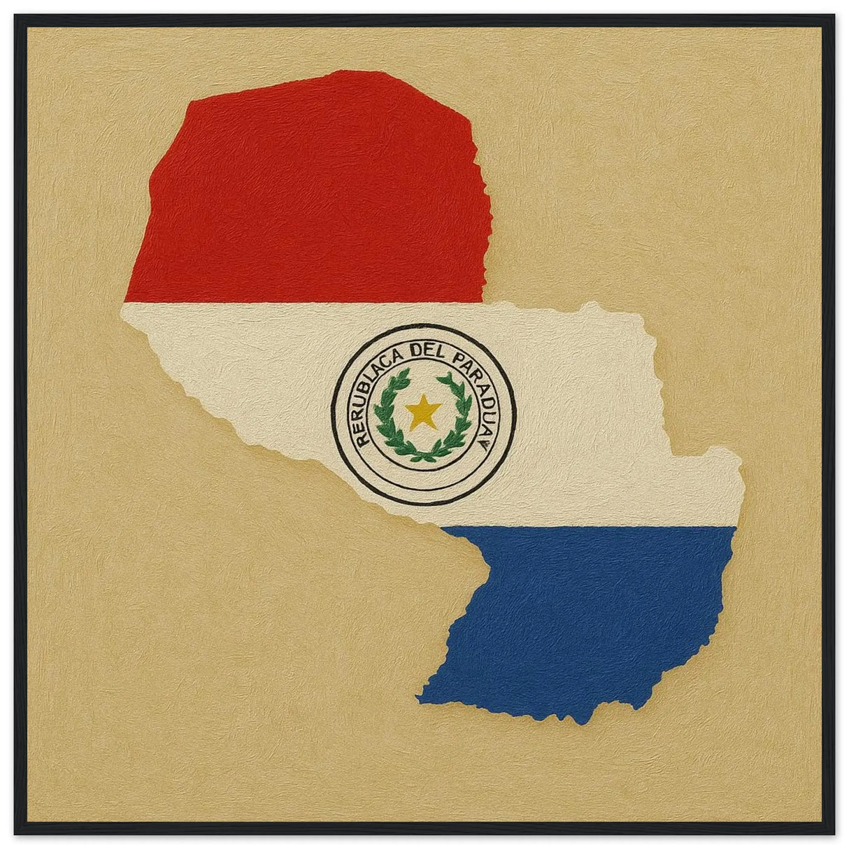 Cadre drapeau paraguay bois finition élégante encadrée