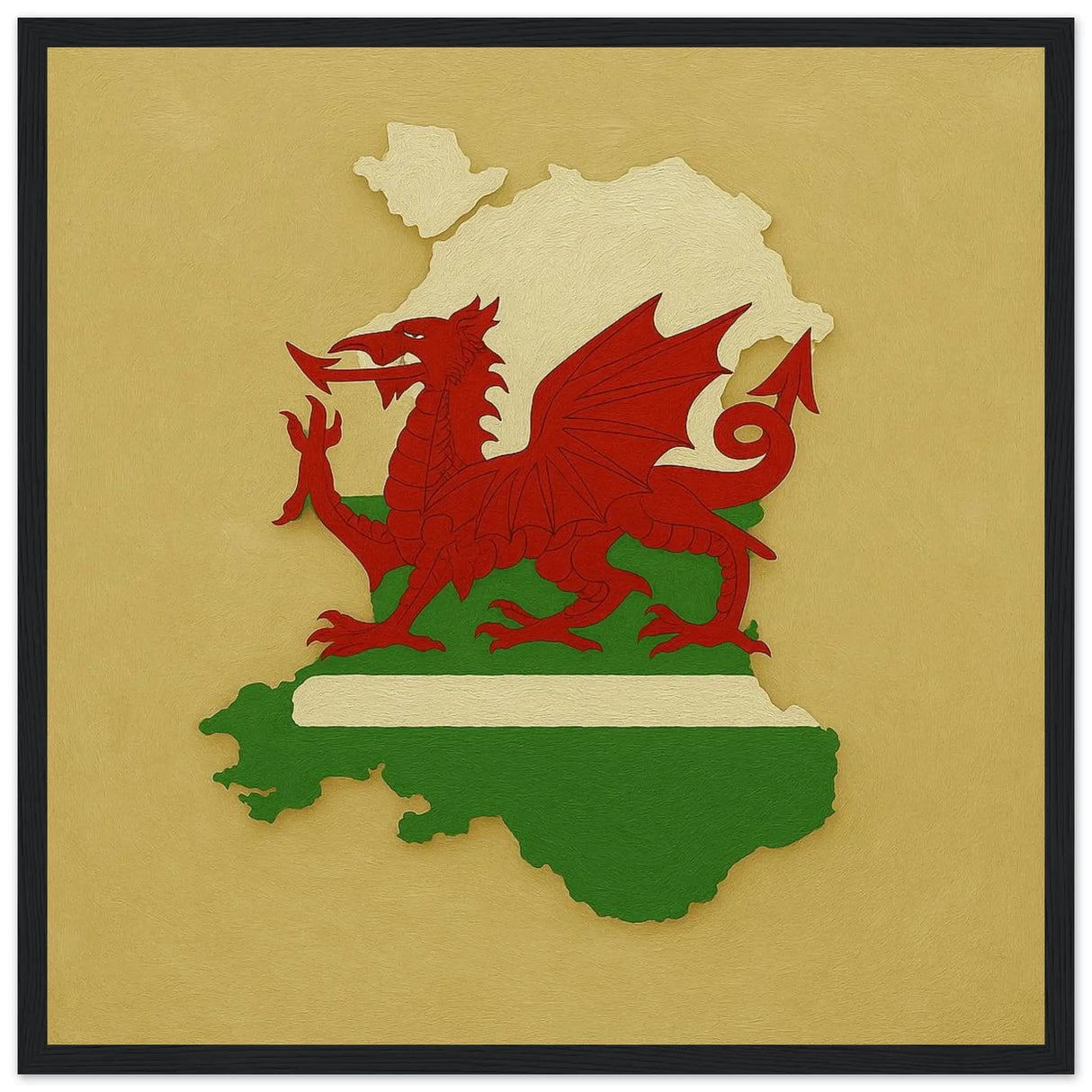 Cadre drapeau pays de galles bois finition décorative
