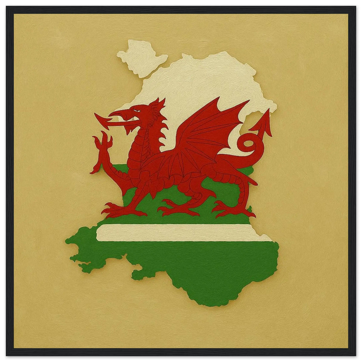 Cadre drapeau pays de galles bois finition décorative