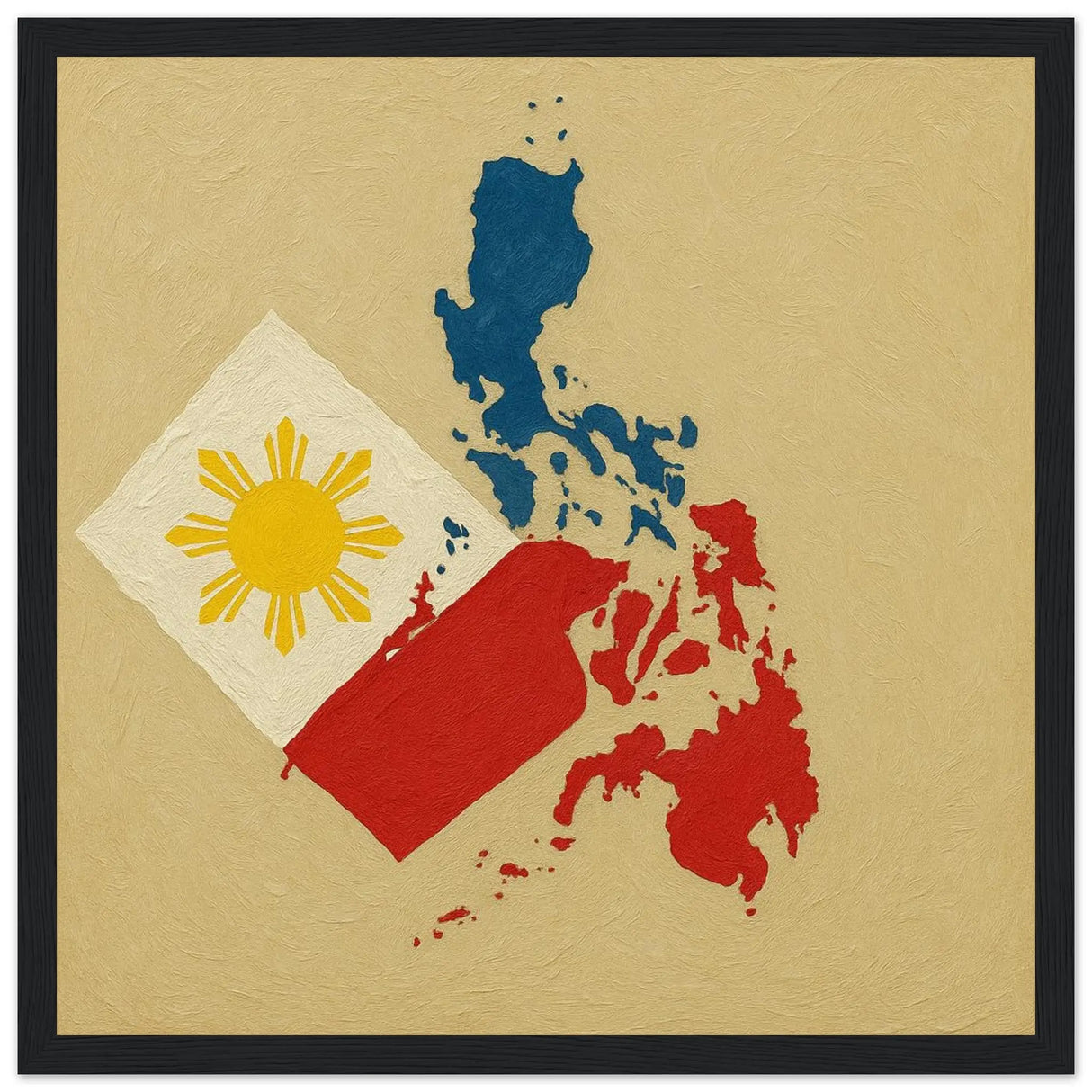 Cadre drapeau philippines bois affiche encadrée décorative