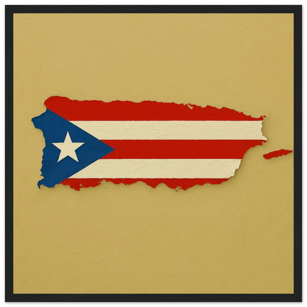 Cadre drapeau porto rico bois finition élégante décorative