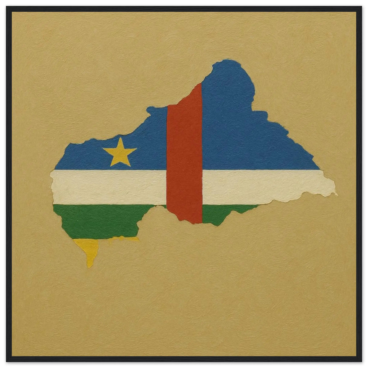 Cadre drapeau république centrafricaine bois finition élégante