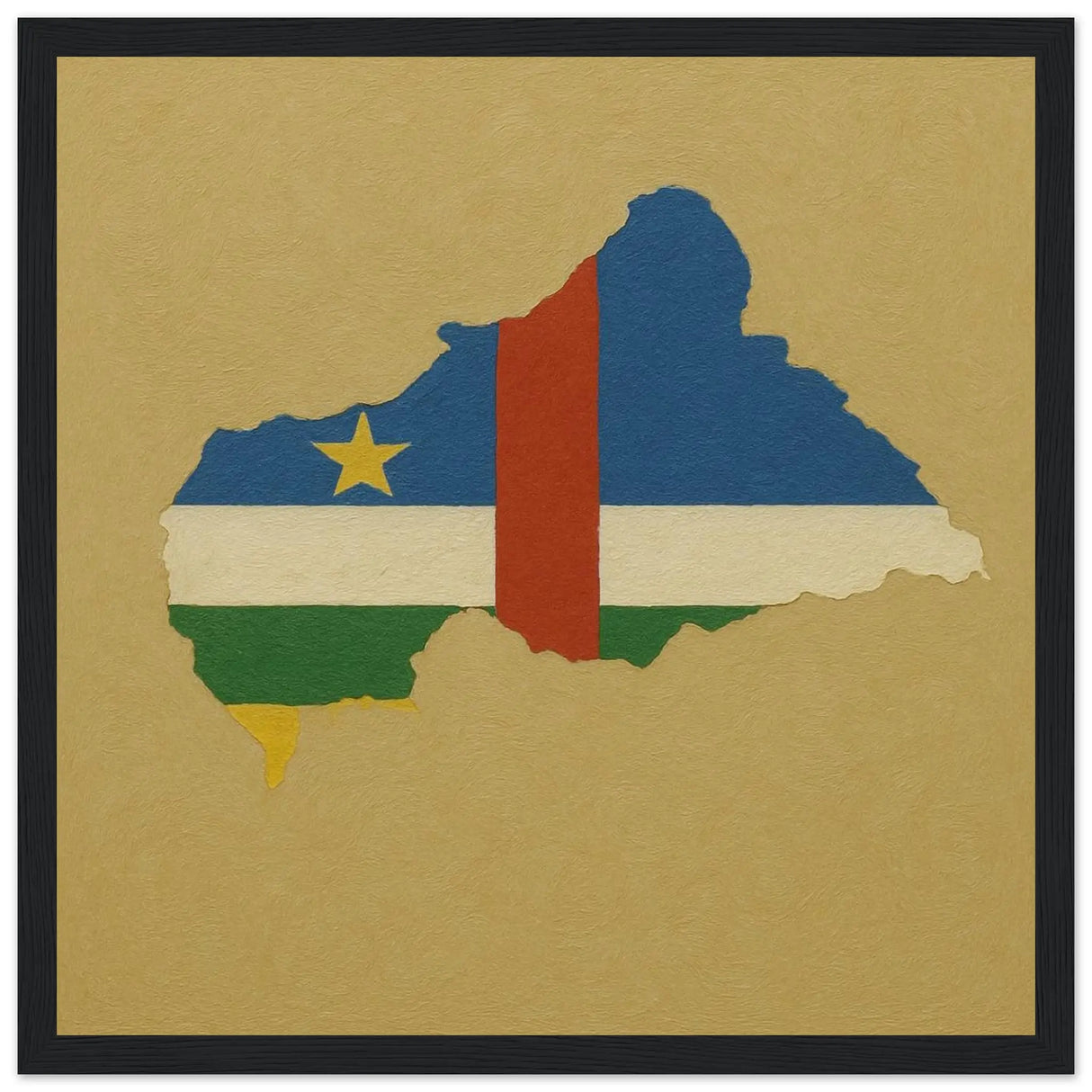 Cadre drapeau république centrafricaine bois finition élégante