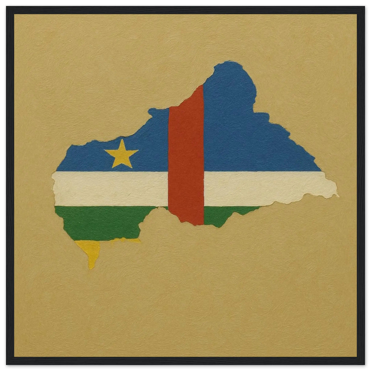 Cadre drapeau république centrafricaine bois finition élégante
