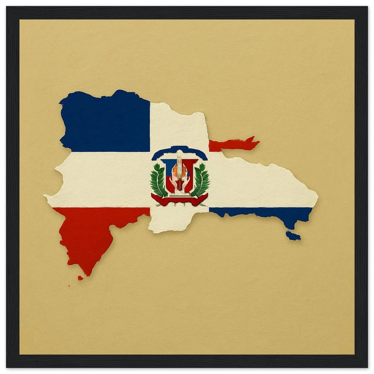 Cadre drapeau république dominicaine bois déco élégant