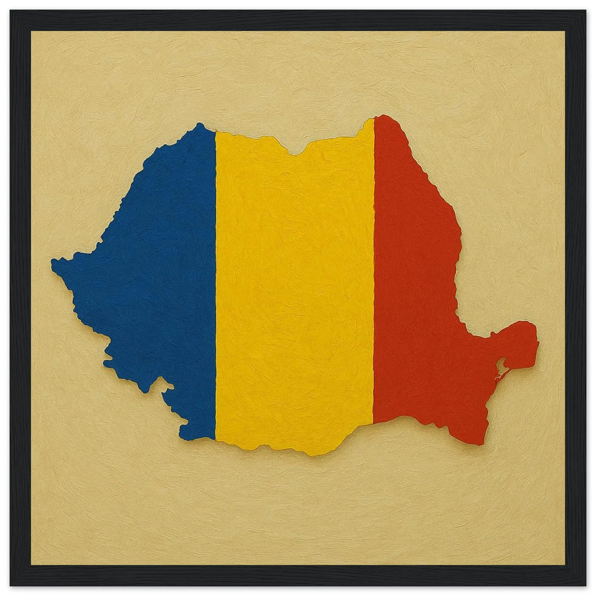 Cadre drapeau roumanie bois affiché décoratif élégant