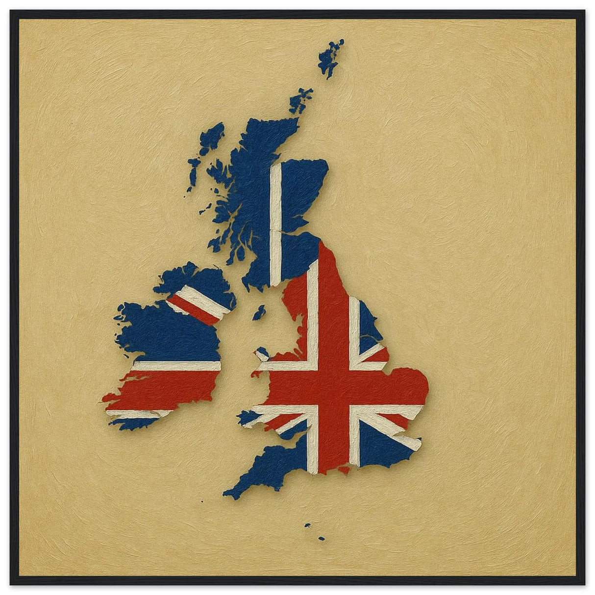 Cadre drapeau royaume-uni en bois finition décorative