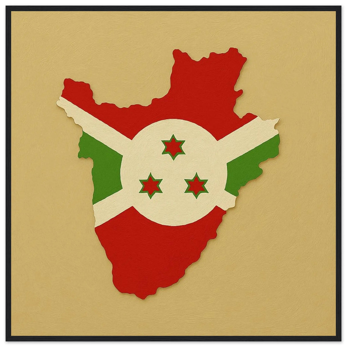 Cadre drapeau rwanda en bois finition élégante encadrée