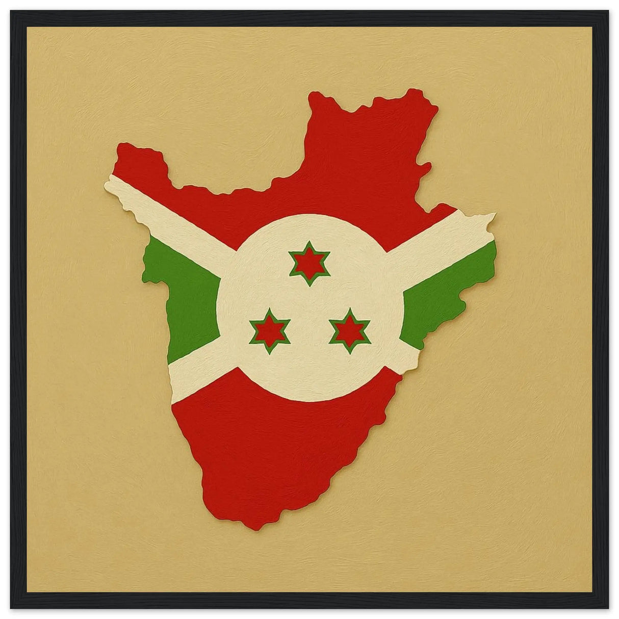 Cadre drapeau rwanda en bois finition élégante encadrée