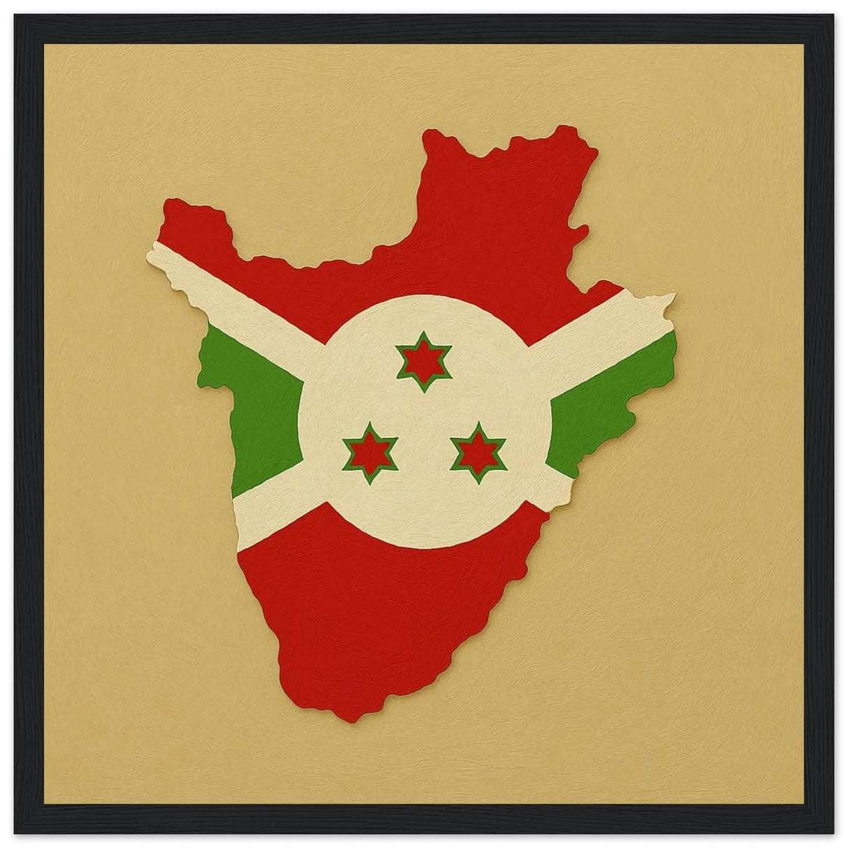 Cadre drapeau rwanda en bois finition élégante encadrée