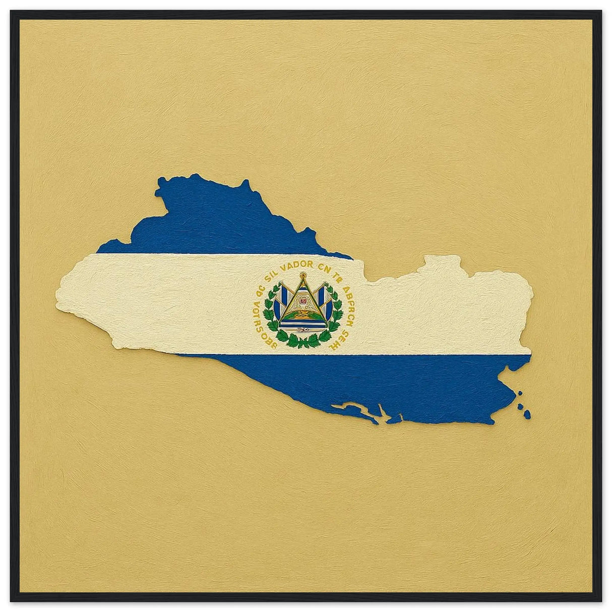 Cadre drapeau salvador bois affiche encadrée décorative