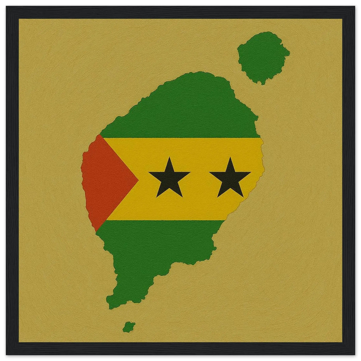Cadre drapeau sao tomé-et-principe bois finition décorative