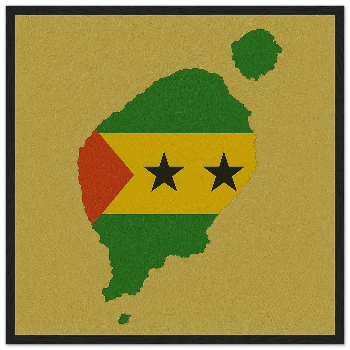 Cadre drapeau sao tomé-et-principe bois finition décorative
