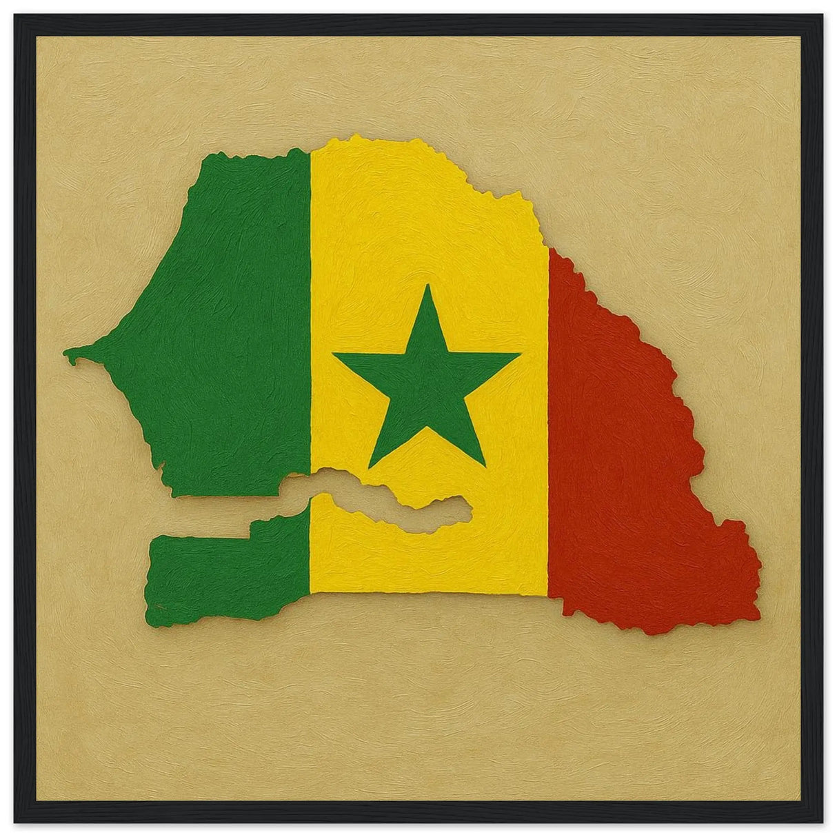 Cadre drapeau sénégal bois finition élégante décoratif