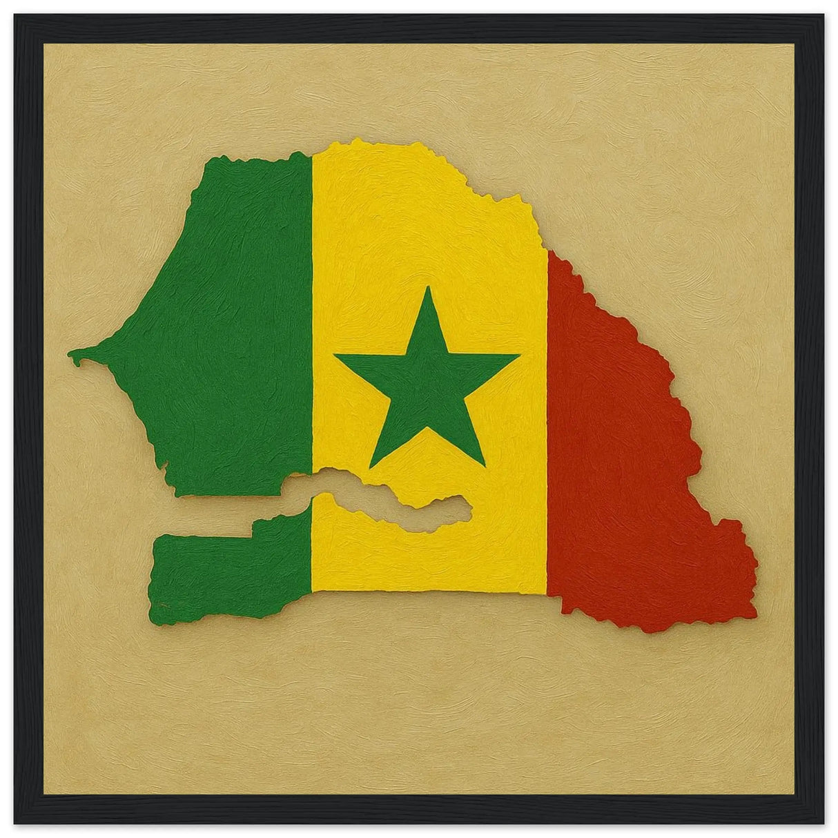 Cadre drapeau sénégal bois finition élégante décoratif